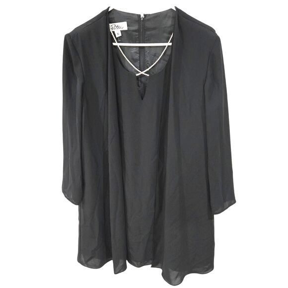 Patra Sz 16 Black Embellished Diamond Layered Dress - Picture 1 of 8